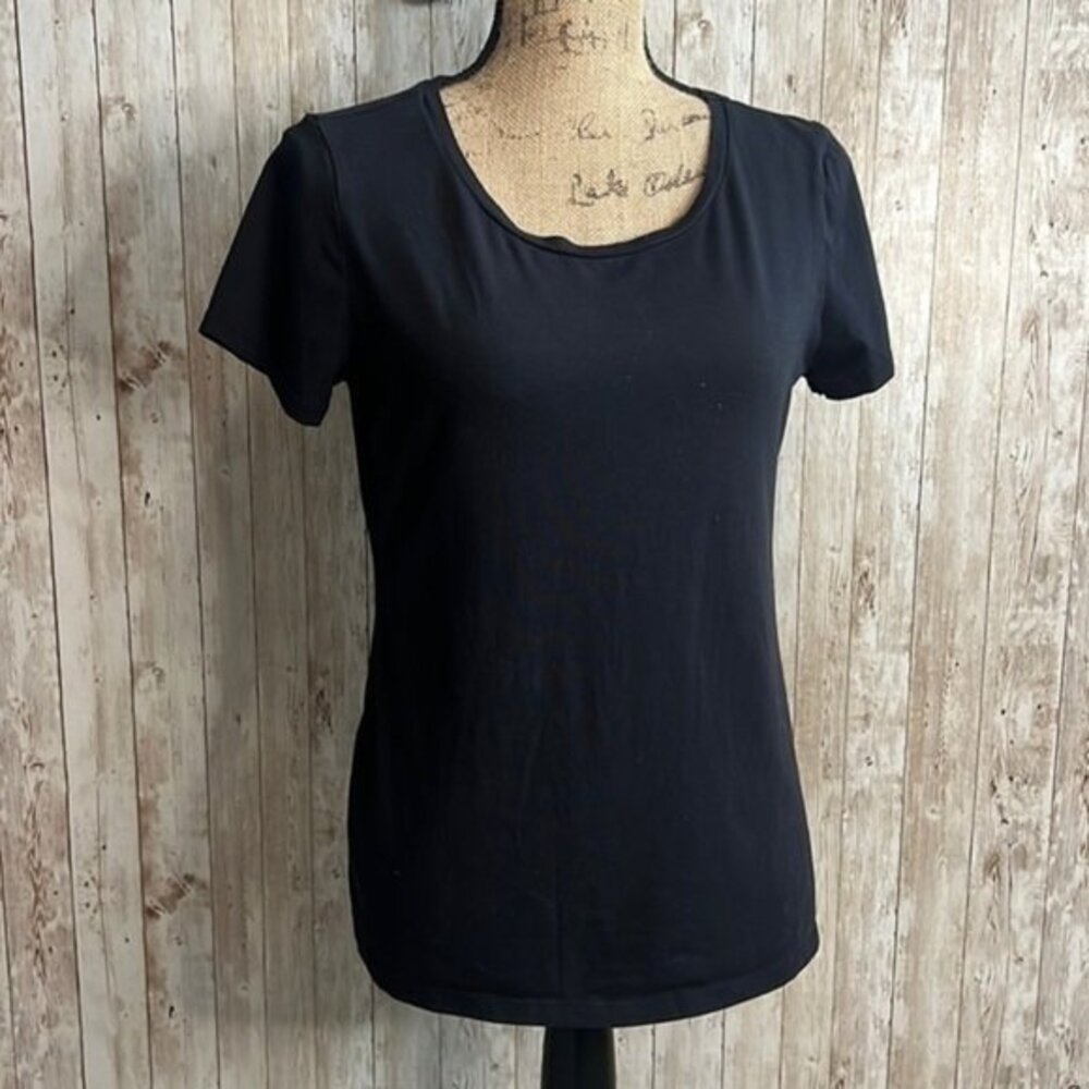 H&M Divided Solid Black Plain Short Sleeved T-Shirt